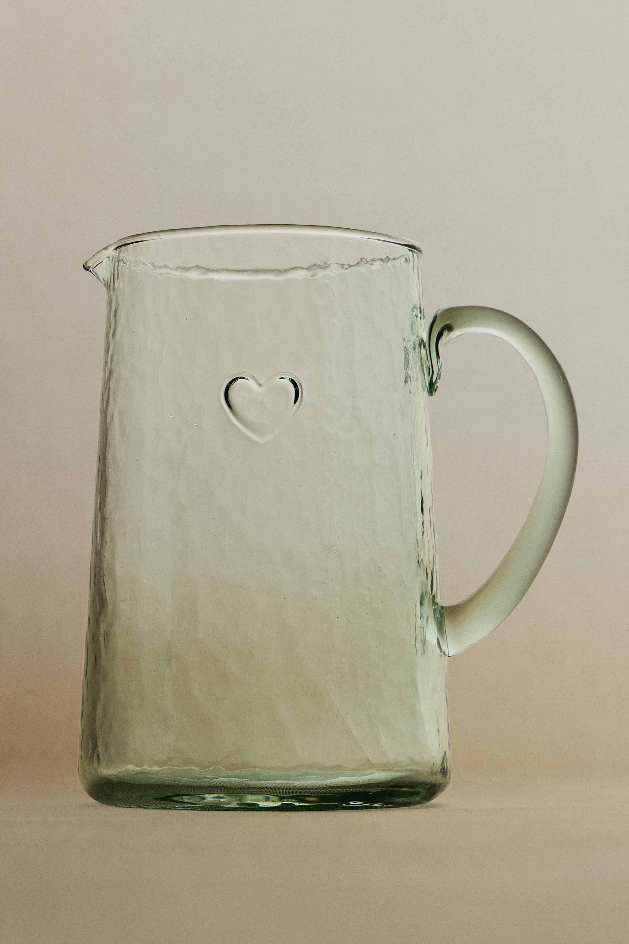 CHRISTMAS HEART GLASS PITCHER
